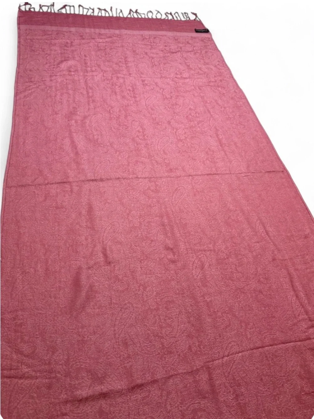 Rose Pink Paisley Pashmina Scarf Wrap Fringe Shawl Light Elegant Evening Stole